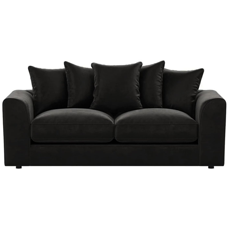 3 Seater Velvet Sofa, Black