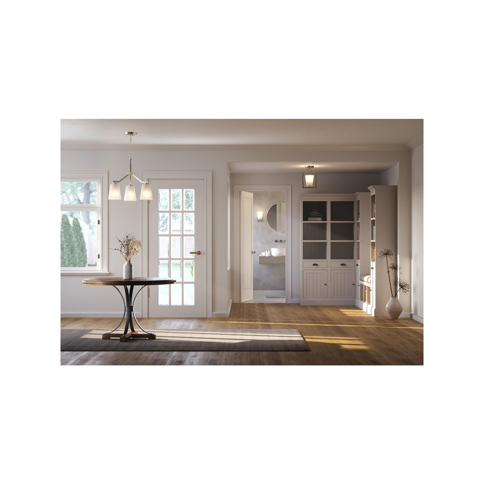 Single Light Glass Semi Flush Mount, Brushed Nickel