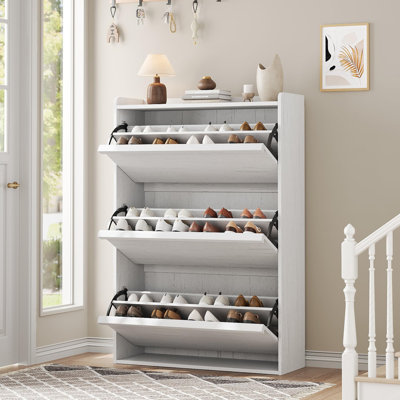Multi-style Shoe Cabinet   with 3 Flip Drawers, Wooden Shoe Cabinet with Adjustable Shelf, for Entryway, Hallway, Living Room