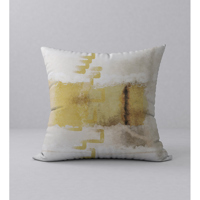 Housse et insert d'oreiller carré Finest Joy, 20 po x 20 po, Jaune / blanc / beige