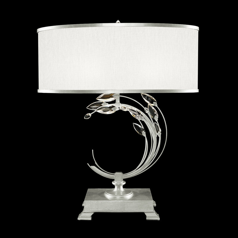Crystal Metal Table Lamp, Silver , White