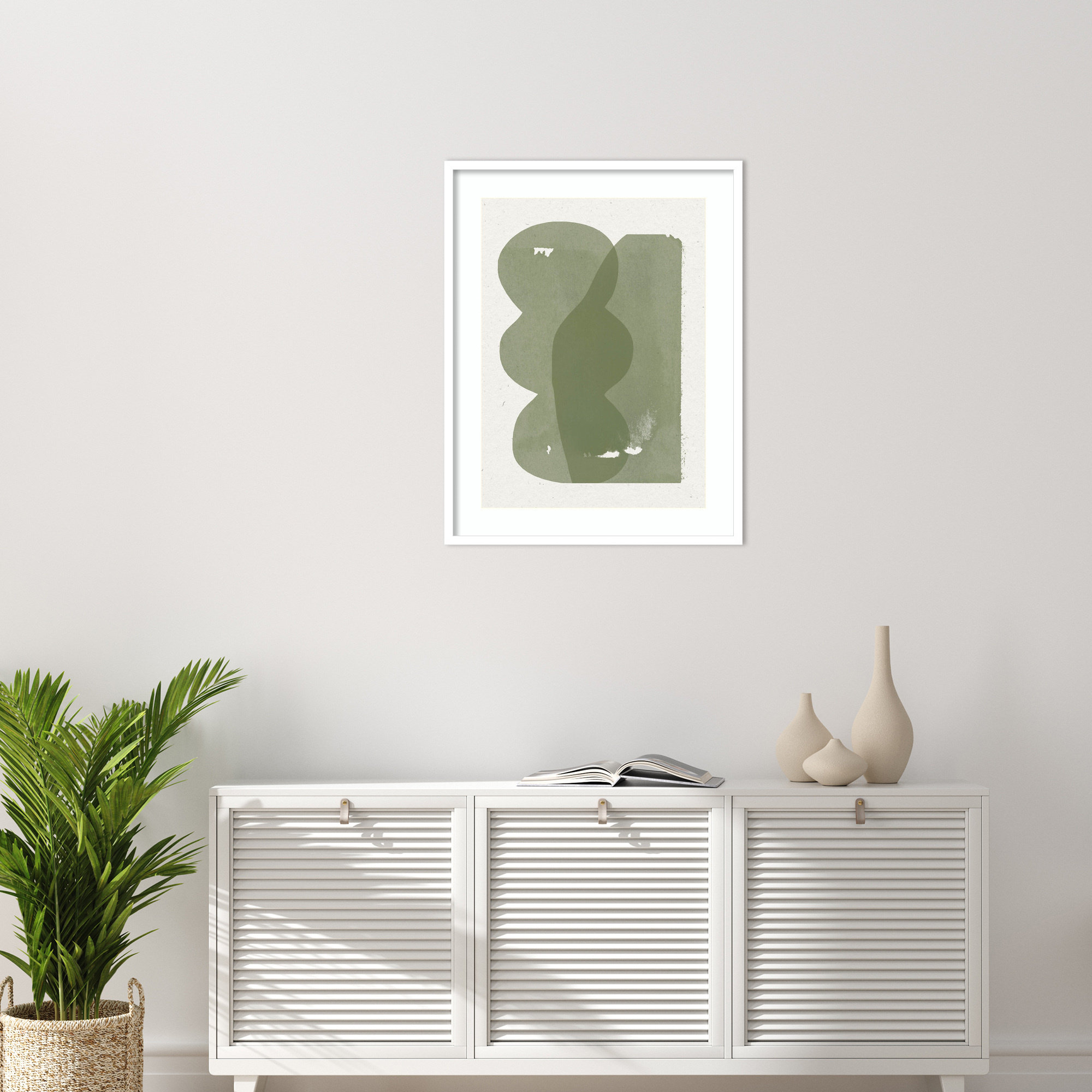 Figurative Composition by The MIUUS STUDIO Wood Framed Wall Art Print, 33" H x 26" W, White