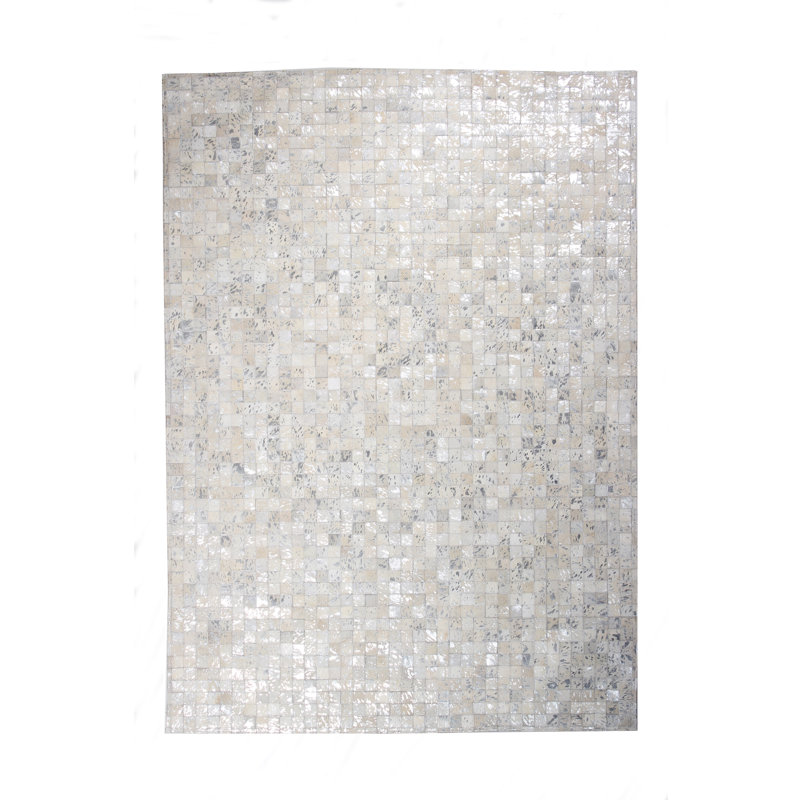 Dreyfuss Durable-Fait à la main-Naturel-Cuir-Patchwork-Cuir de vache-Tikkul-Tapis-Par-tapis-Usine-Plus-Argent