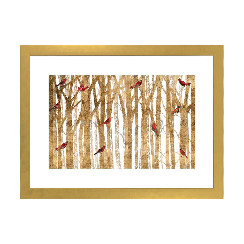 «Red Bird Christmas Collection A» par Studio W - impression d'art graphique, Blanc, H 24 po x l 32 po x P 1 po