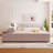 Ivyn Upholstered Platform Storage Bed,Bed Frame, Grounded Bed, Mother & Child Bed with Bedside Desk and Little Round Stool-1838516161-1838516160