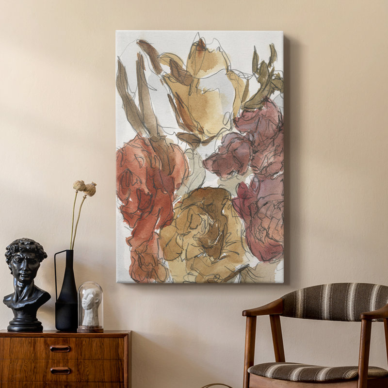 Arrangement floral recadré I - galerie Cavas sur mesure, H 60 po x l 40 po