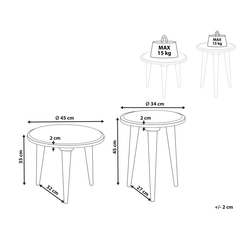 Isa Solid Wood Nesting Tables