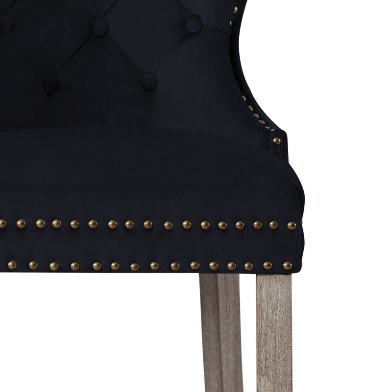 Tabouret de bar et de comptoir Kirsten, Tabouret de bar (siège d'une hauteur de 29 po), Noir / cadre gris antique