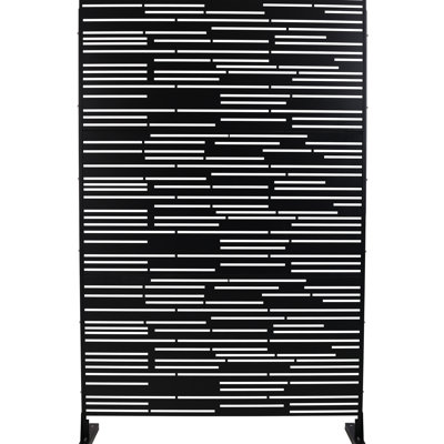Paravent métallique noir élégant de 193 cm de haut et 122 cm de large, idéal pour une terrasse, un balcon ou un patio.