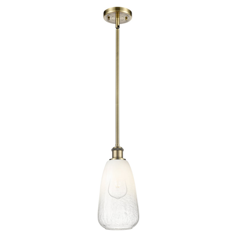 Mini-luminaire suspendu à tige 6 po 1 lumière Ballston - Laken, Opale, Laiton antique