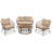 Bohemia-Inspired 4-Person Outdoor Seating Group With Removable Cushions, Conversation Patio Set With Wood Tabletop, Beige