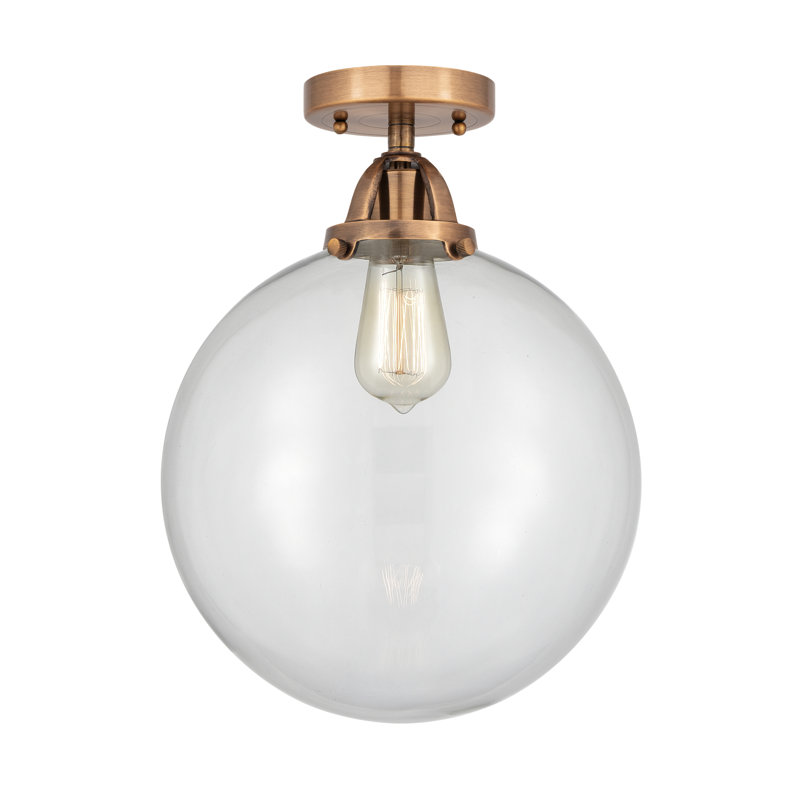 Plafonnier semi-encastré en verre DEL d'Alphonsa, Ampoule non incluse, Oui, Cuivre antique