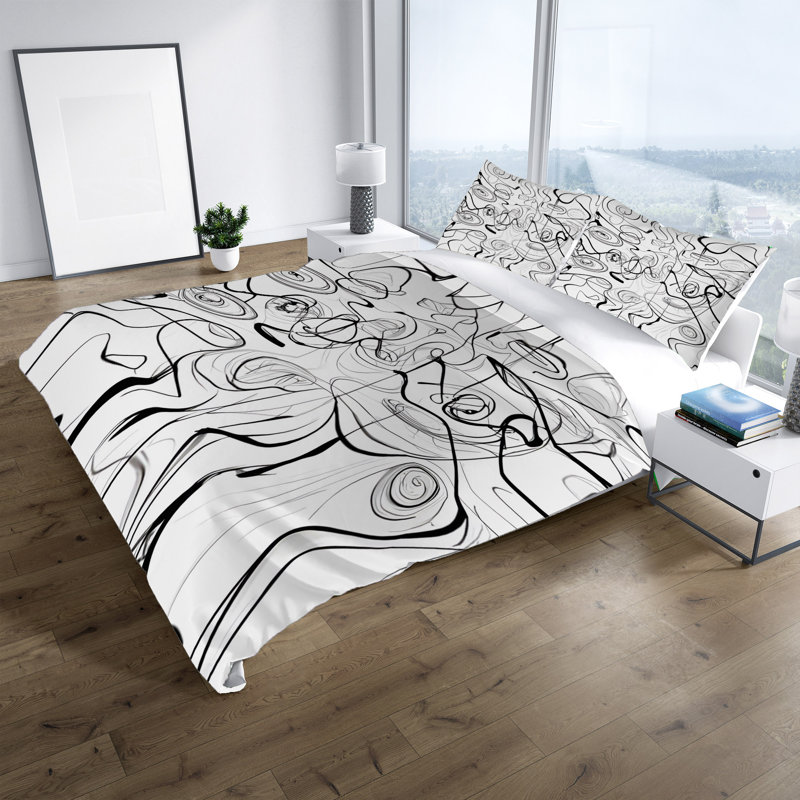 Polyester Abstract Duvet Cover, King Duvet Cover + 2 King Shams