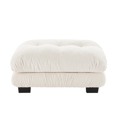 White Upholstered Ottoman Footrest And Seating