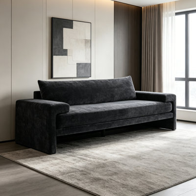 Canapé en chenille 3 places avec accoudoirs larges, coussin épais et dossier ergonomique pour un confort ultime