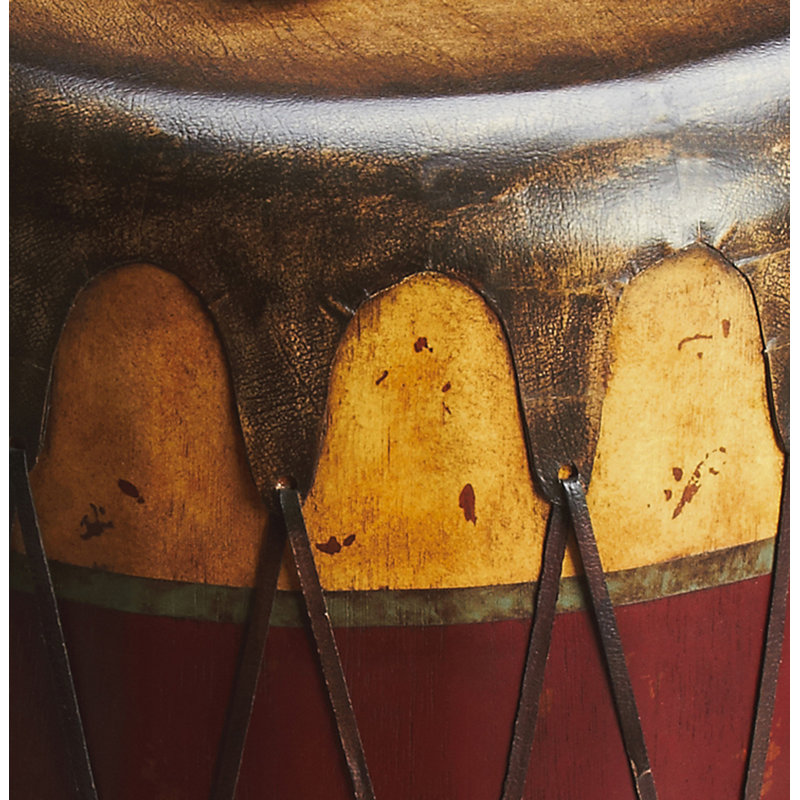 Navajo Leather 18"W Drum Side Table