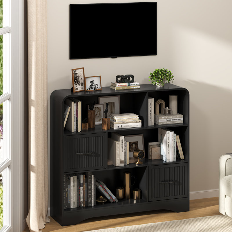 Toy Storage Organizer With 2 Storage Bins,Toy Storage Cabinet, Toy Chest Storage For Playroom, Black, Black