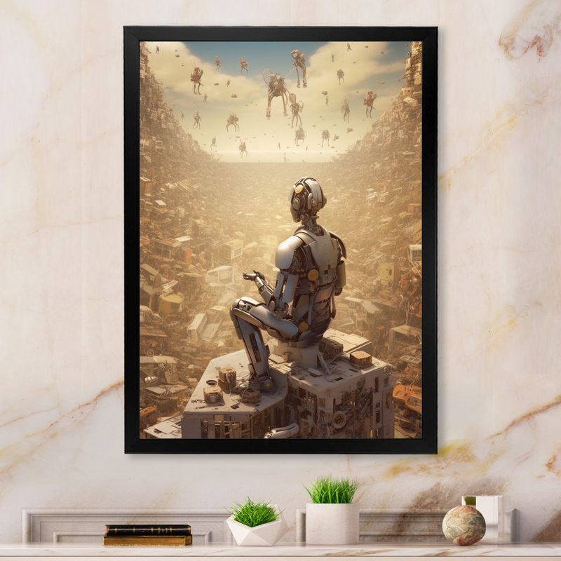 A.I. «Robot Vision» sur toile, H 32 po x l 16 po x P 1 po, Cadre simple noir