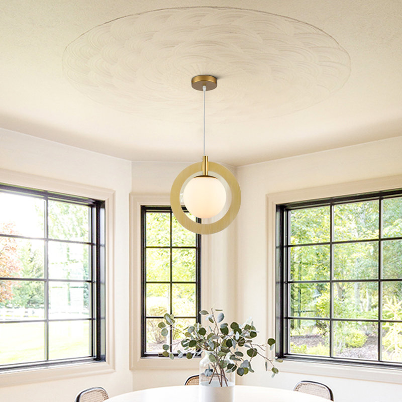 Portland 1 - Light Single Globe Pendant with Wrought Iron Accents, Gold