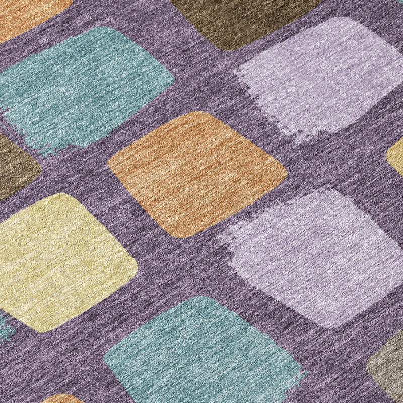 Machine Washable Indoor/Outdoor Chantille ACN2501 Squares Rug, 8' x 10', Purple