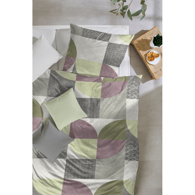 Rettie Cotton Geometric Shapes Duvet Cover Set with Pillow Shams Included, Single Duvet Cover + 1 Standard Pillowcase