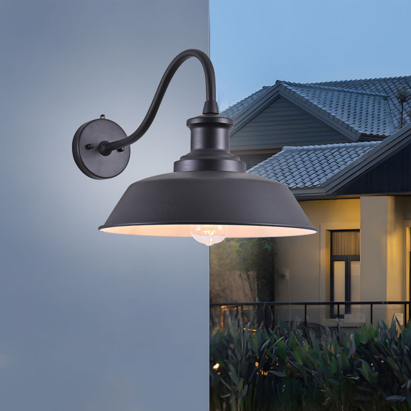 Gooseneck Barn Light, Outdoor Farmhouse Wall Sconce, Country Style Dusk to Dawn Outdoor Light Wall Lanterns for Porch/Patio/Garage Lighting