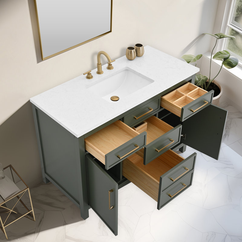 Wenniah 48" Single Vanity, Vintage Green/Brushed Bronze