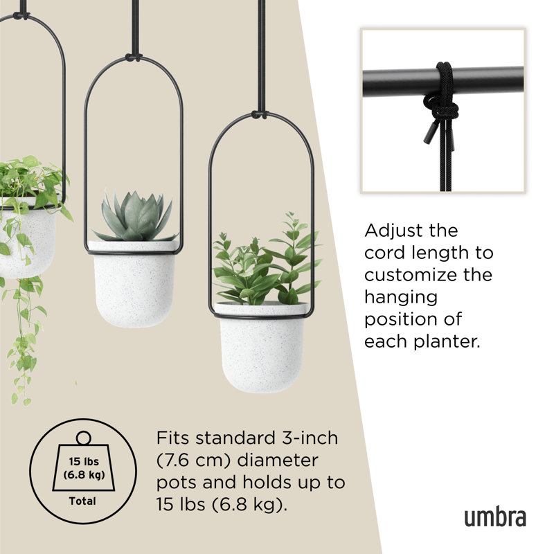 Umbra Triflora Adjustable Hanging Planters, White/Black