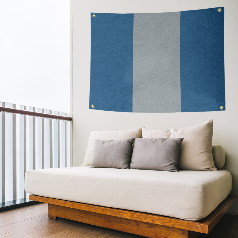 Tapisserie de polyester Colorado, H 59 po x l 80 po x P 2 po, Bleu / argenté / bleu