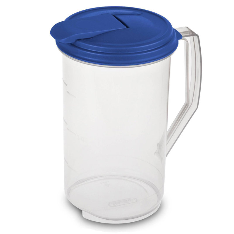 Pichet en plastique transparent avec couvercle Sterilite, Bleu marine / transparent