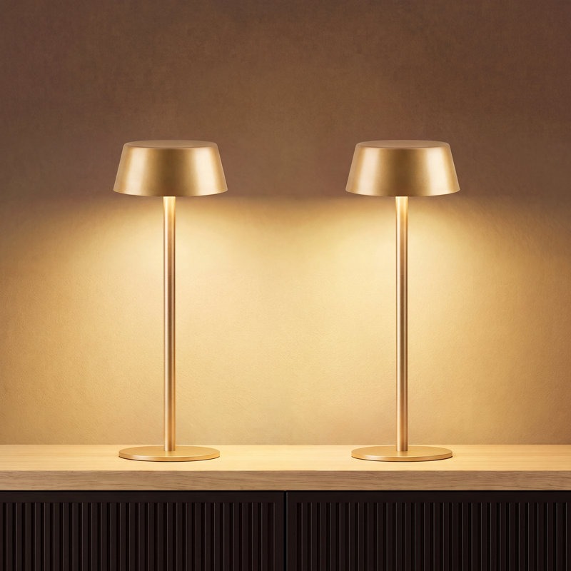 Ensemble de 2 lampes de table rechargeables sans fil 3 couleurs, à commande tactile, pour une utilisation intérieure ou extérieure, pour le dîner, le restaurant, la chambre à coucher, le jardin (or)