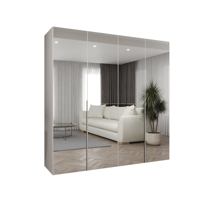 Manufactured Wood Wardrobe, white matt + handles: cashmere