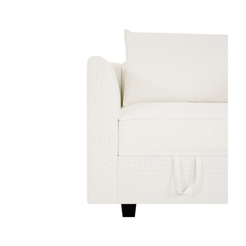 Canapé modulaire convertible en U à 9 places avec 2 repose-pieds Lolah, Duvet blanc