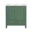 Meuble-lavabo vert 30 po avec lavabo simple, meuble-lavabo sous le comptoir, armoire de rangement pour la salle de bain avec 2 portes et un tiroir, fermeture en douceur, rangement multifonctionnel