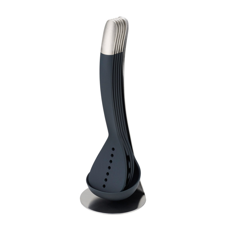 Compact Black and Stainless Steel 5-Piece Nesting Utensil Set