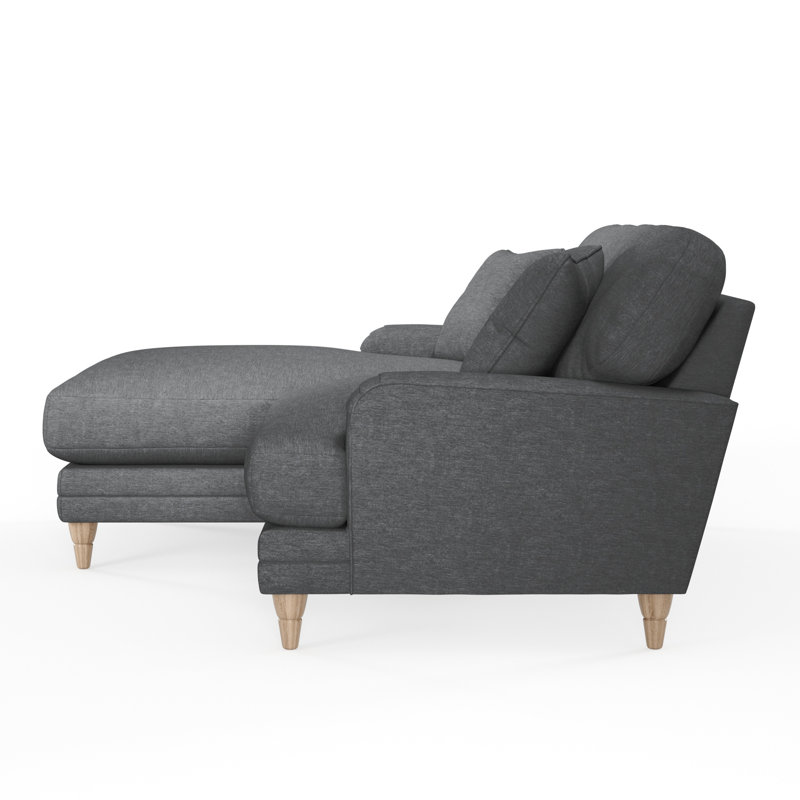 Elfur 3 Seater Sofa & Chaise, Charcoal, Left Hand Facing, Country Oak