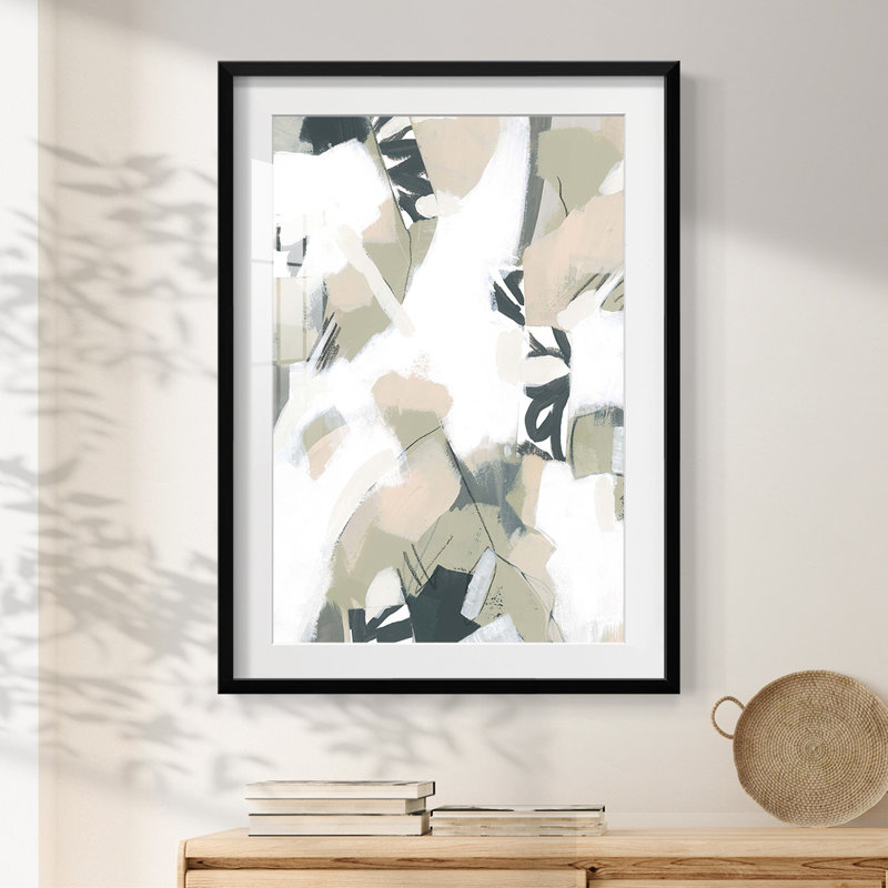 Sumi Storm II - Matted and Framed Under Acrylic Glass, Large Living Room Wall Art, 28.5" H x 20.5" W, Black