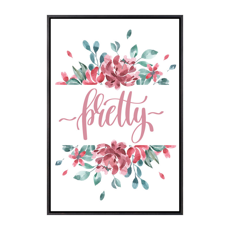 Jolie fleur - impression d'art graphique, Pas de tapis, H 60 po x l 40po x P 1,5 po, Toile avec cadre noir patiné