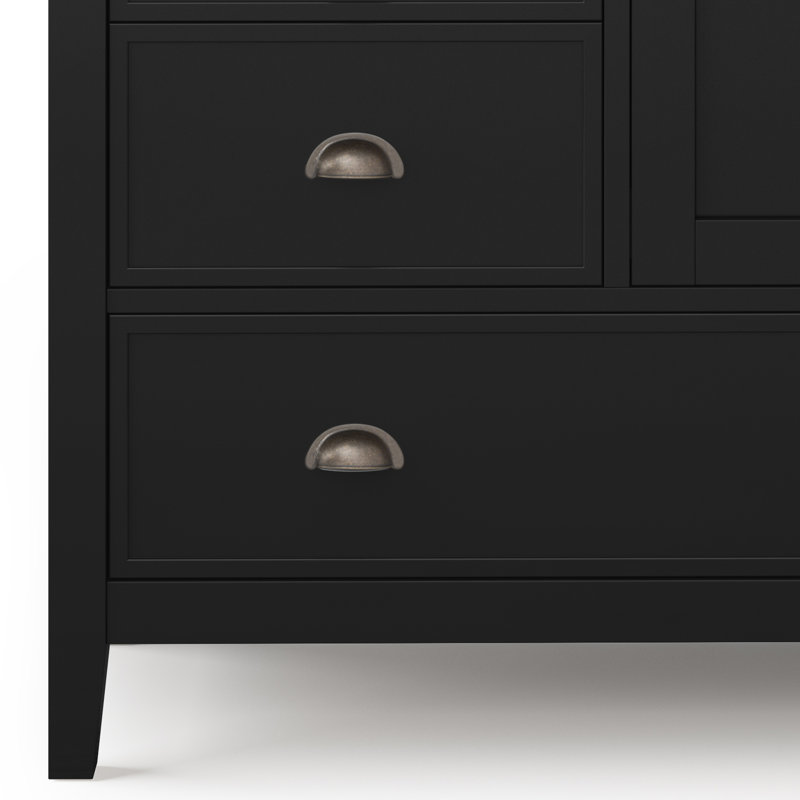 Redmond Solid Pine Black Freestanding Office Storage Cabinet