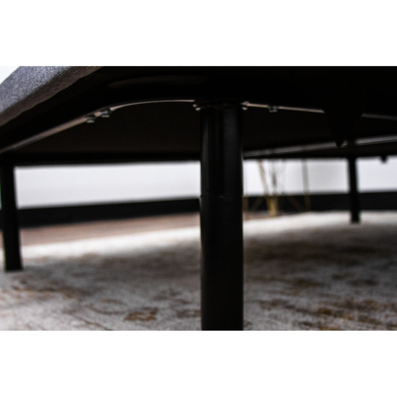 X Series Upholstered Platform Twin - 73.5 In. Depth, Black + Gray, Adjustable Legs, Holds 1000 Lbs, Foldable Foundation Heights 4" To 8", Lbs Support, Hinged Design