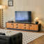 Meuble télé rétro en bois massif noir-810419008