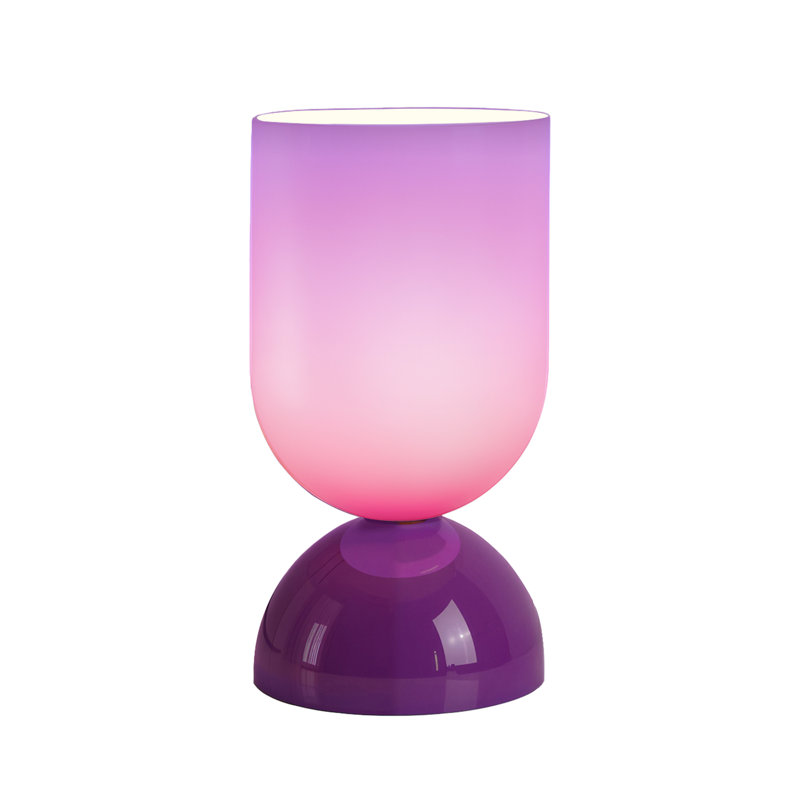 9" Modern Glass Table Lamp with E12 Base & In-Line On/Off Switch – Compact Accent Lighting for Bedroom or Living Room, Purple