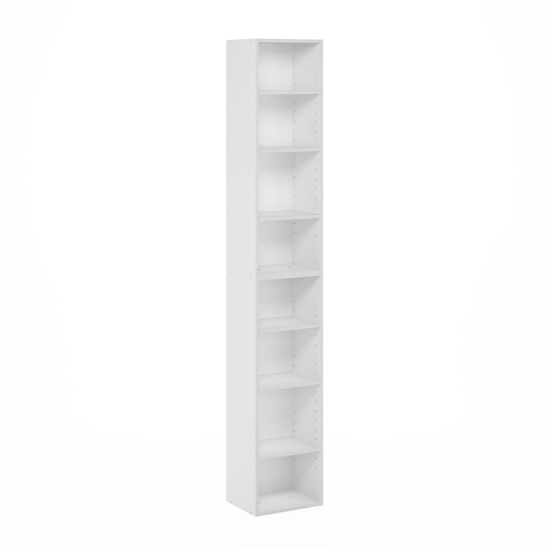 Fulda  Space Saving Storage Shelf Bookcase, Width, , White, (8 Shelves) 70.9"H x 11.8"W x 9.3"D