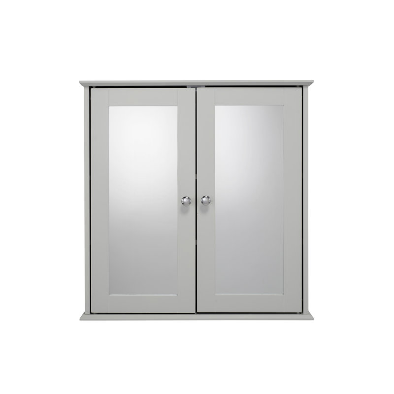Ashby 560mm W 580mm H Surface Framed Medicine Cabinet Mirror 2 Fixed, Grey