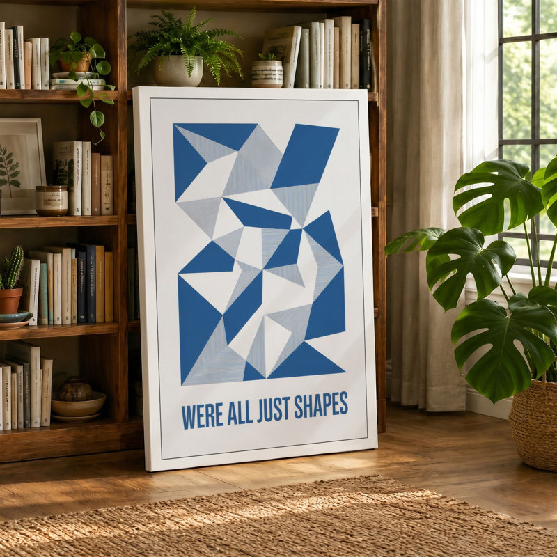 We're All Just Shapes Minimalist 1 Piece Wrapped Canvas Wall Art, 30x20 - 76.2 x 50.8 cm, Cream Border