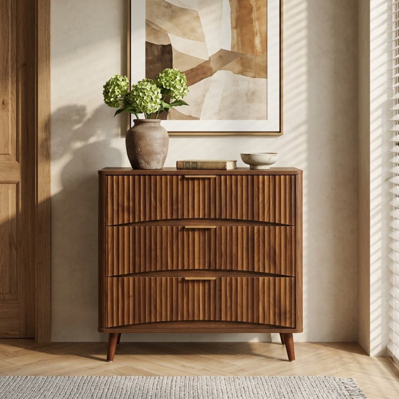 Commode à 3 tiroirs cannelées
