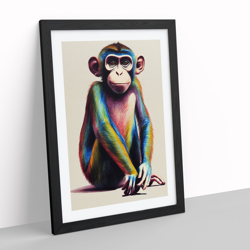 Monkey in Colour No.1 - Framed Print, Black, 64cm H x 46cm W