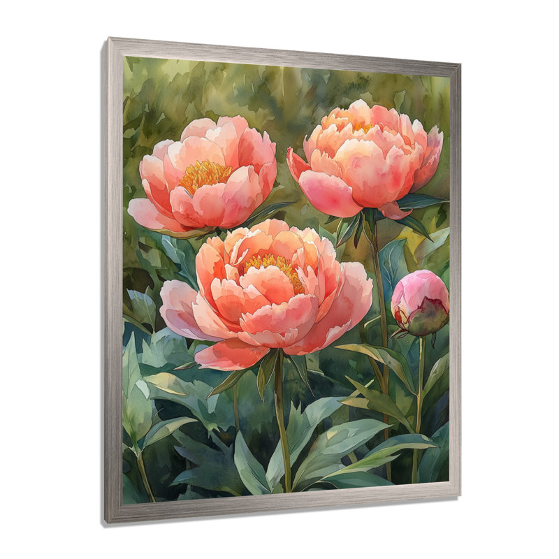 Burton - art mural floral, H 20 po x l 12 po, Reproduction encadrée d'une seule photo, Argent argent