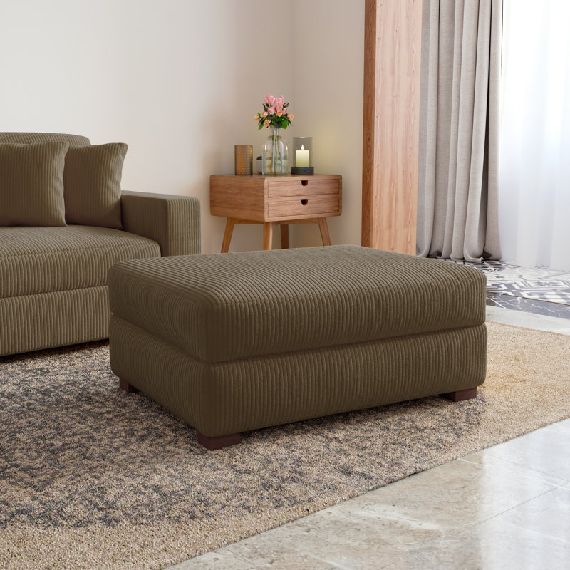 105.9cm Wide Square Solid Colour Standard Ottoman, Camel