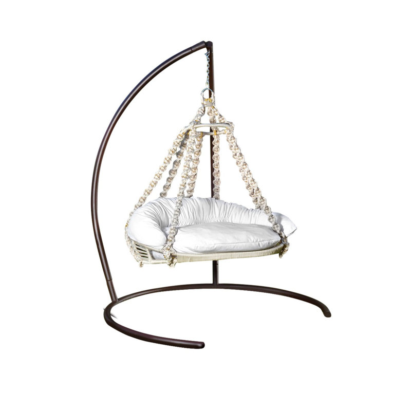 Bardsley Double Swing Chair with Stand, White, Cream